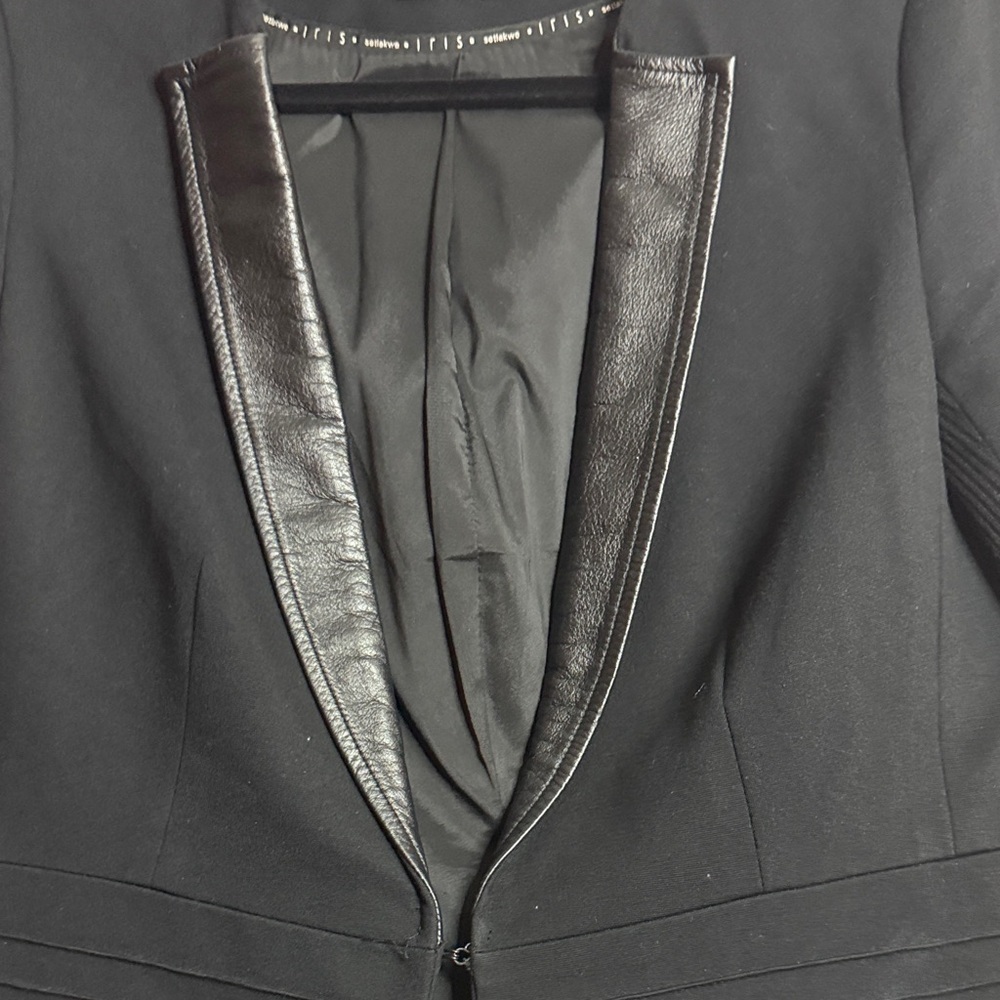 Iris Setlakwe Black Blazer Size 8 | Faux Leather Trim | Modern Tailored Jacket - Picture 3 of 10